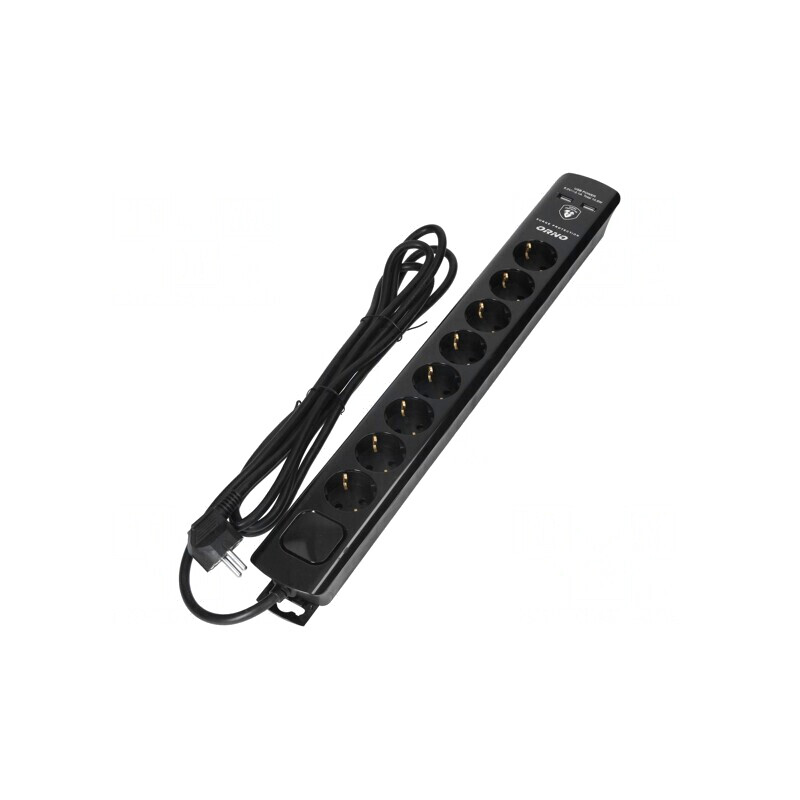 Prelungitor cu Protecție la Supratensiune, 8 Prize, 16A | Electronic-mag.ro | Componente Electronice