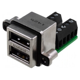 Soclu USB A pentru montare pe panou, aurit | Electronic-mag.ro | Componente Electronice