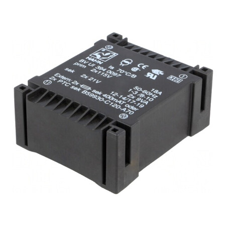 Transformator încapsulat 18VA 115VAC 21V 428mA | Electronic-mag.ro | Componente Electronice