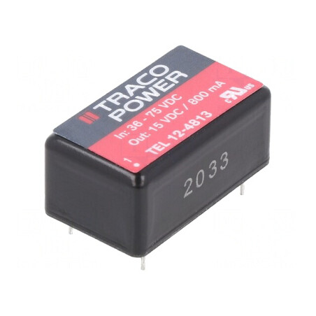 Convertor DC/DC 12W 36-75V la 15V 800mA DIP16 | Electronic-mag.ro | Componente Electronice