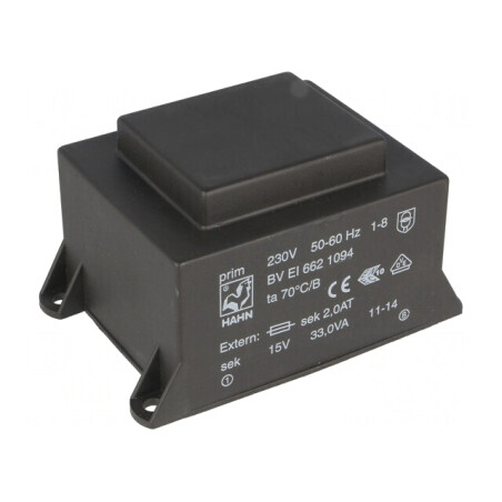 Transformator încapsulat 33VA 230V 15V 2.2A PCB | Electronic-mag.ro | Componente Electronice