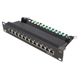 Patch Panel RJ45 Cat6 Rack 12 Porturi Negru | Electronic-mag.ro | Componente Electronice