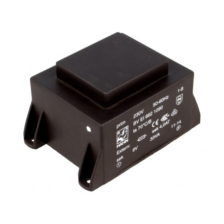 Transformator încapsulat 33VA 230VAC 9V 3.67A PCB BVEI | Electronic-mag.ro | Componente Electronice
