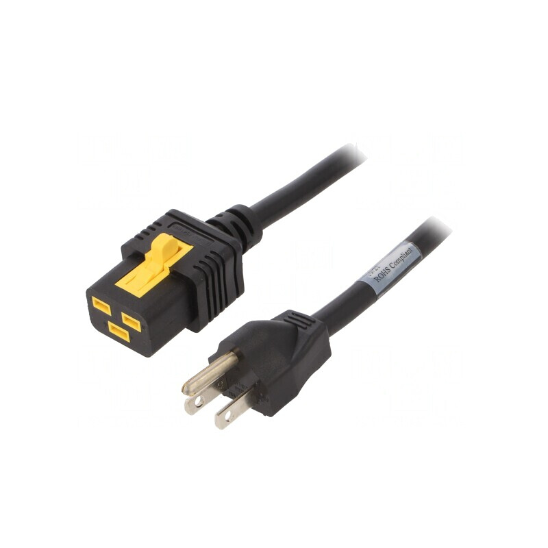 Cablu Alimentare IEC C19 Mamă la NEMA 5-15 Mufă PVC 6m 15A | Electronic-mag.ro | Componente Electronice