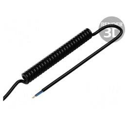 Cablu spiralat 2x0,5mm2 neecranat 300V 1m 4m negru