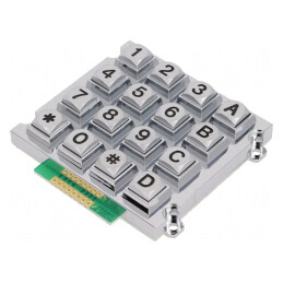 Tastatură: metal | Nr.butoane: 16 | fără | metal | 200mΩ | 1,5N | 20mA | AK-1607-N-SSB-WP-MM