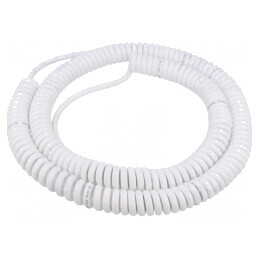 Cablu Spiralat PUR Alb 5x0,22mm² 300V 1m 4m | Electronic-mag.ro | Componente Electronice