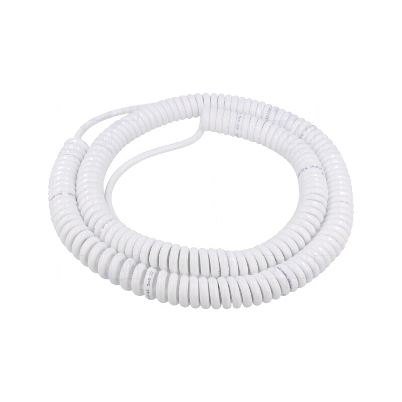 Cablu Spiralat PUR Alb 5x0,22mm² 300V 1m 4m | Electronic-mag.ro | Componente Electronice