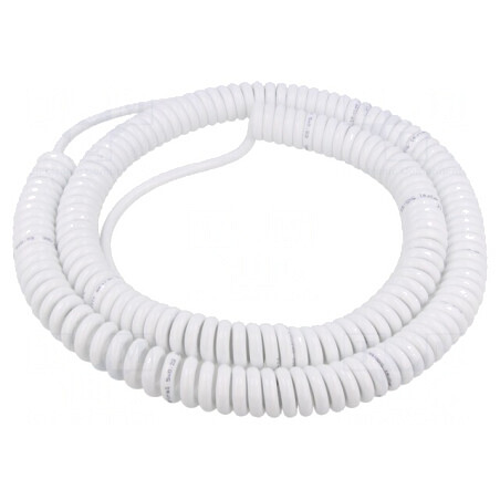 Cablu Spiralat PUR Alb 5x0,22mm² 300V 1m 4m | Electronic-mag.ro | Componente Electronice