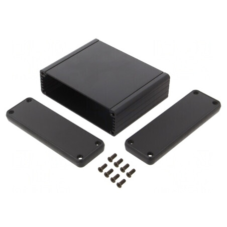 Carcasă Aluminiu Neagră cu Panou 80x103x31mm | Electronic-mag.ro | Componente Electronice