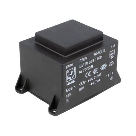 Transformator încapsulat 44VA 230VAC 18V 2444mA PCB | Electronic-mag.ro | Componente Electronice