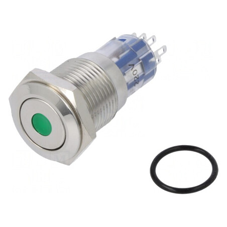 Comutator Anti-Vandalism DPDT Verde IP67 3A 250VAC | Electronic-mag.ro | Componente Electronice