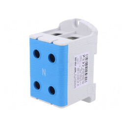 Conector de Șine 150mm2 Piste 1 Borne 4 Albastru TS35 | Electronic-mag.ro | Componente Electronice