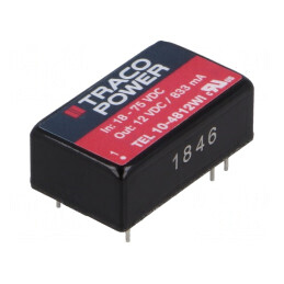 Convertor DC/DC 10W 18-75V la 12V 833mA DIP16 | Electronic-mag.ro | Componente Electronice