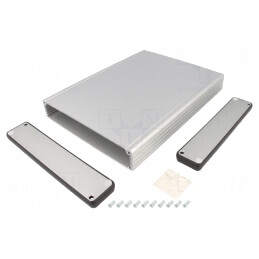 Carcasă Aluminiu Gri cu Panou 165x220x30mm | Electronic-mag.ro | Componente Electronice