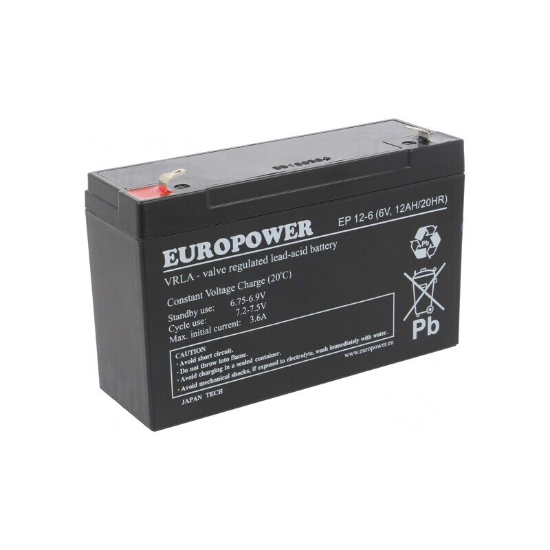 Baterie plumb-acid 6V 12Ah AGM fără întreținere | Electronic-mag.ro | Componente Electronice Baterie plumb-acid 6V 12Ah AGM fără întreținere | Electronic-mag.ro | Componente Electronice