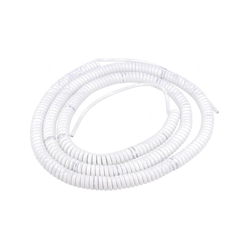 Cablu Spiralat Neecranat PUR Alb 1,5m | Electronic-mag.ro | Componente Electronice