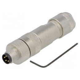 Conector M8 4-PIN Drept Ecranat pe Cablu IP67 | Electronic-mag.ro | Componente Electronice