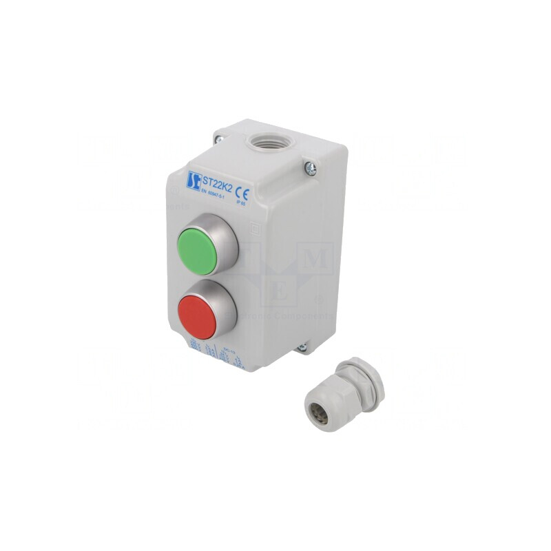 Casetă de Comandă cu 2 Butoane IP65 Plastic ST22 | Electronic-mag.ro | Componente Electronice