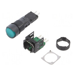 Comutator Acționat prin Apăsare 16mm Verde | Electronic-mag.ro | Componente Electronice
