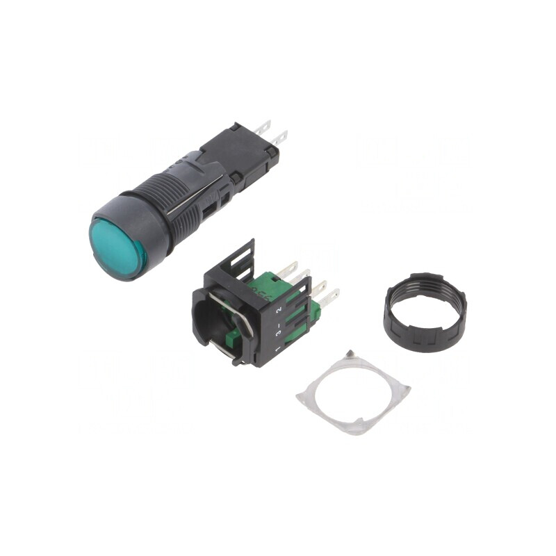 Comutator Acționat prin Apăsare 16mm Verde | Electronic-mag.ro | Componente Electronice