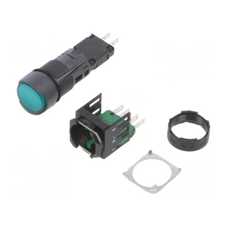 Comutator Acționat prin Apăsare 16mm Verde | Electronic-mag.ro | Componente Electronice