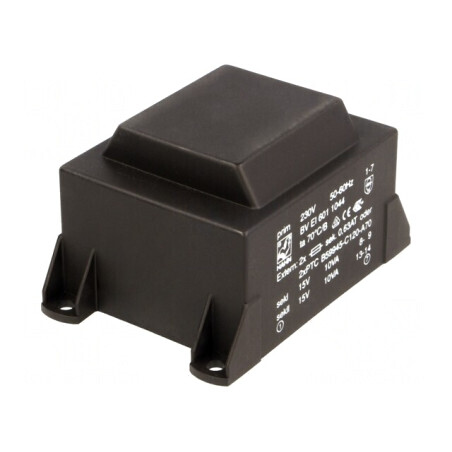 Transformator încapsulat 20VA 230VAC 15V 667mA PCB | Electronic-mag.ro | Componente Electronice