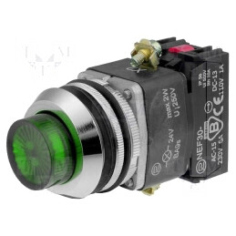 Comutator Acționat prin Apăsare 30mm 1NC 1NO 230V | Electronic-mag.ro | Componente Electronice