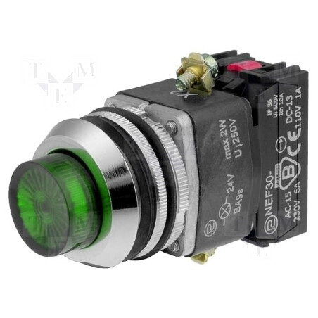 Comutator Acționat prin Apăsare 30mm 1NC 1NO 230V | Electronic-mag.ro | Componente Electronice