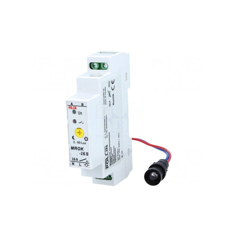 Întrerupător Crepuscular DIN 230VAC SPST-NO 20s MROK-16S | Electronic-mag.ro | Componente Electronice