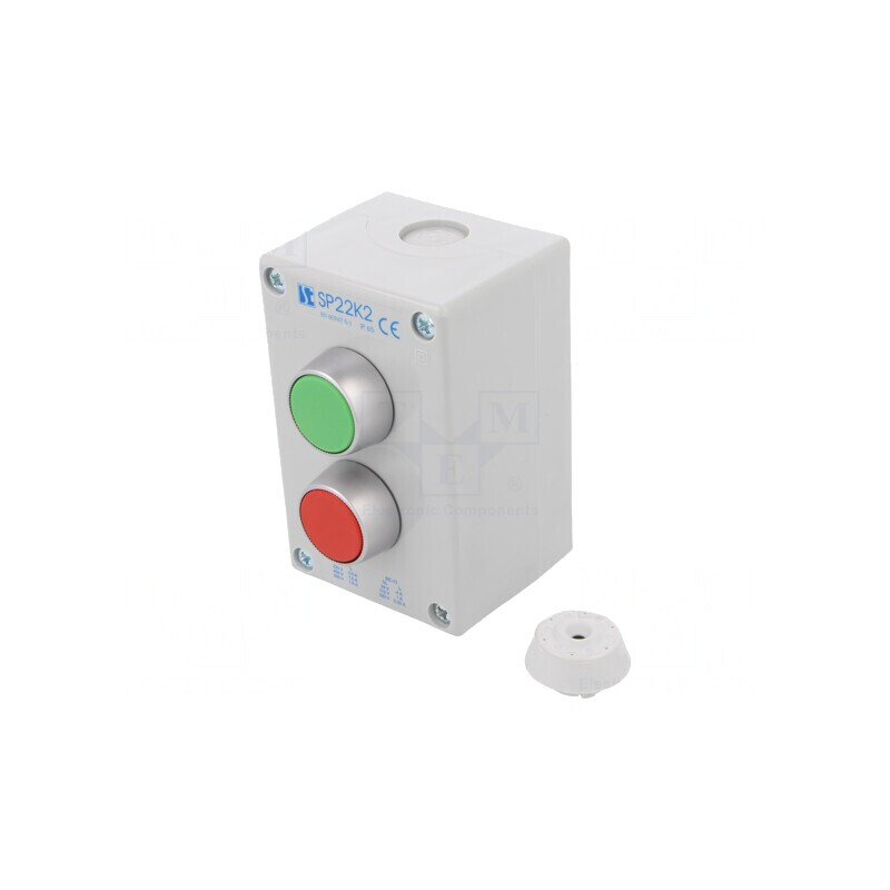 Casetă de comandă 2 butoane IP65 plastic SP22K2 | Electronic-mag.ro | Componente Electronice