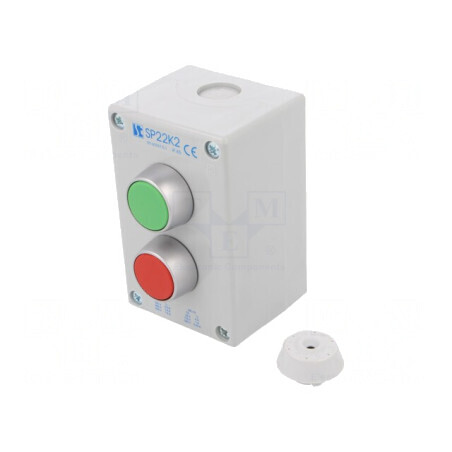 Casetă de comandă 2 butoane IP65 plastic SP22K2 | Electronic-mag.ro | Componente Electronice