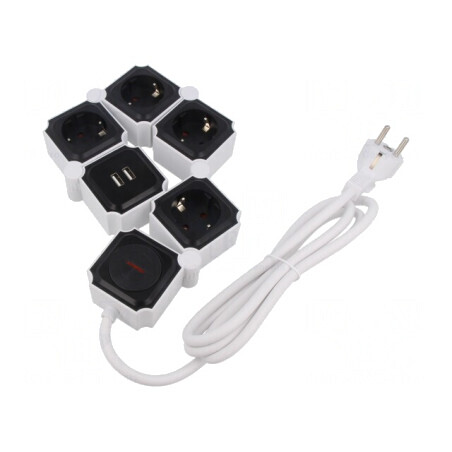 Prelungitor 4 Prize 230V 16A Alb | Electronic-mag.ro | Componente Electronice