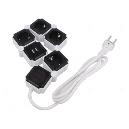 Prelungitor 4 Prize 230V 16A Alb | Electronic-mag.ro | Componente Electronice