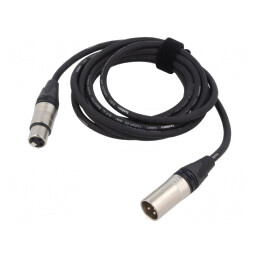 Cablu XLR 3pin Masculin-Feminin 3m Negru | Electronic-mag.ro | Componente Electronice