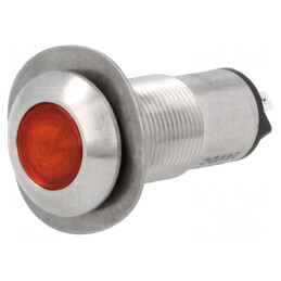 Lampă de control: LED | plată | roşie | 24VDC | Ø13mm | IP67 | ØLED: 10mm | 528-501-22