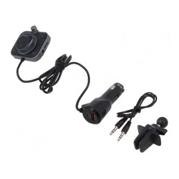 Transmițător FM microSD USB negru 1,2m