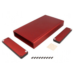Carcasă aluminiu roșu 125x220x30 mm | Electronic-mag.ro | Componente Electronice