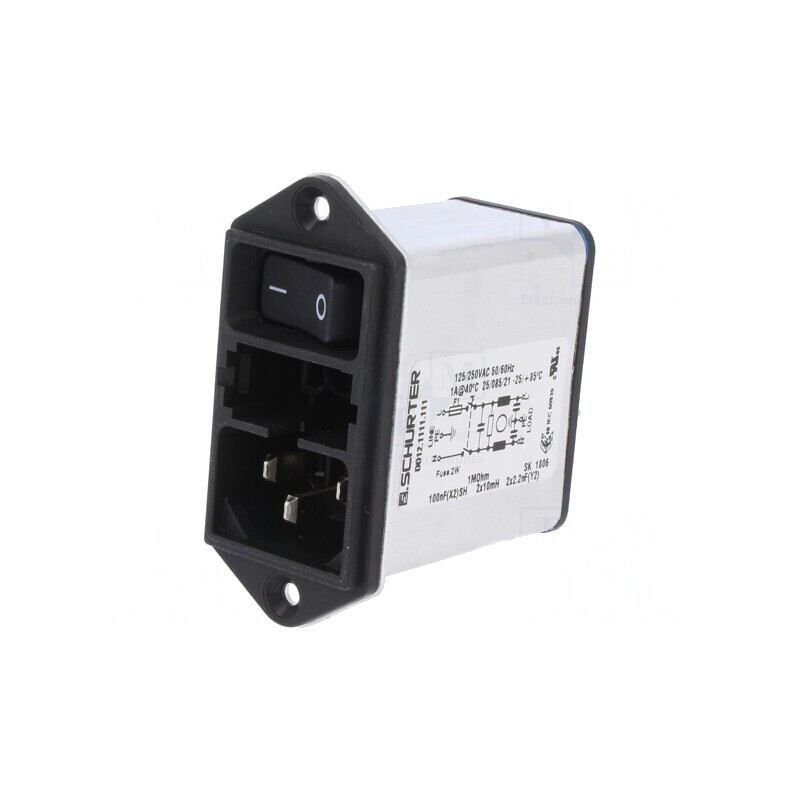 Conector Alimentare AC Soclu Tată 1A 250VAC IEC 60320 | Electronic-mag.ro | Componente Electronice