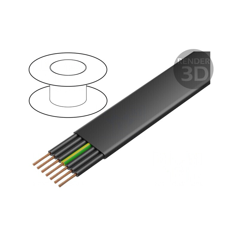 Cablu PVC-Flach 7G6mm2 neecranat 450/750V Cu | Electronic-mag.ro | Componente Electronice