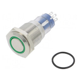 Comutator anti-vandalism verde IP67 ON-(ON) DPDT 3A/250V | Electronic-mag.ro | Componente Electronice