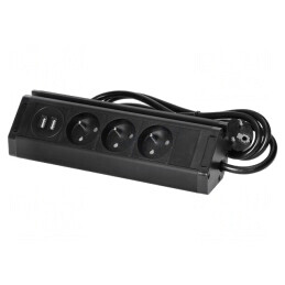 Prelungitor Mobilier Negru 1.5m 3680W | Electronic-mag.ro | Componente Electronice