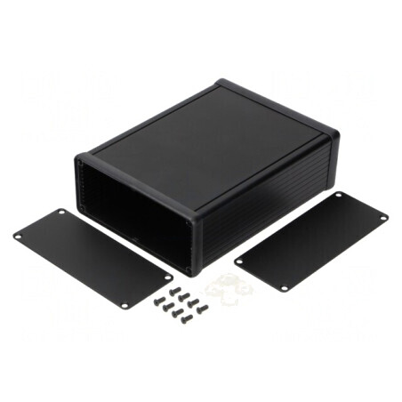 Carcasă aluminiu neagră 125x160x51mm | Electronic-mag.ro | Componente Electronice