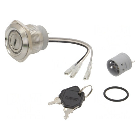 Întrerupător cu cheie SPDT Ø30mm 24V | Electronic-mag.ro | Componente Electronice