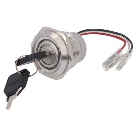 Întrerupător cu cheie SPDT Ø30mm 24V | Electronic-mag.ro | Componente Electronice