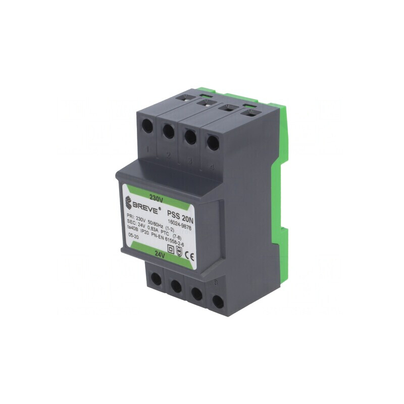 Transformator de Alimentare 20VA 230V AC 24V cu Bandă de Cleme | Electronic-mag.ro | Componente Electronice