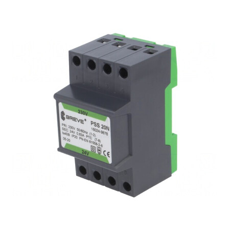 Transformator de Alimentare 20VA 230V AC 24V cu Bandă de Cleme | Electronic-mag.ro | Componente Electronice