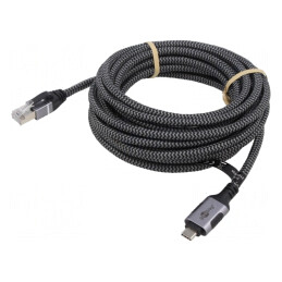 Cablu USB C la RJ45 5m Negru/Gri