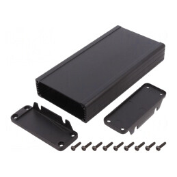 Carcasă cu Panou și Lame de Fixare IP65 84x160mm Negru | Electronic-mag.ro | Componente Electronice