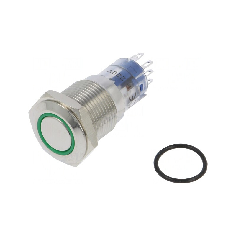 Comutator anti-vandalism verde DPDT 3A 250VAC IP67 | Electronic-mag.ro | Componente Electronice